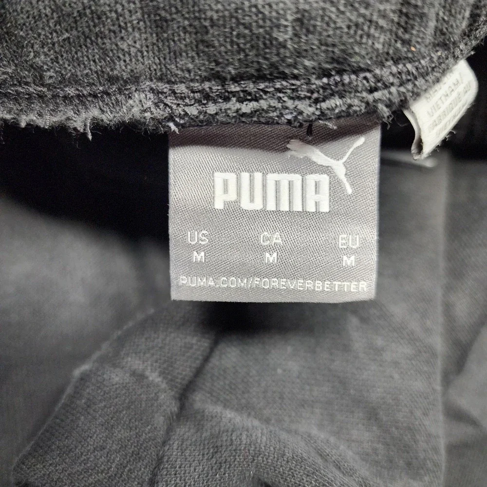 Puma Sweatpants Mens Medium Charcoal‎ Grey Fleece Joggers Logo 845787-01